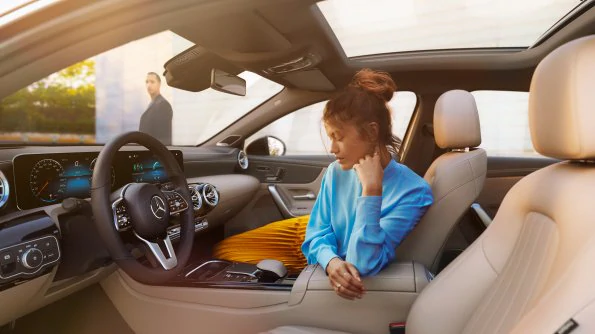 The image shows the interior of the A-Class Sedan.