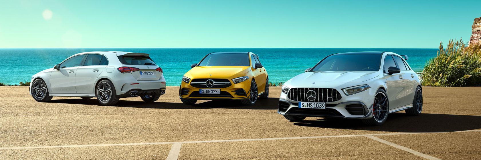 The image shows the Mercedes-AMG A-Class vehicles.