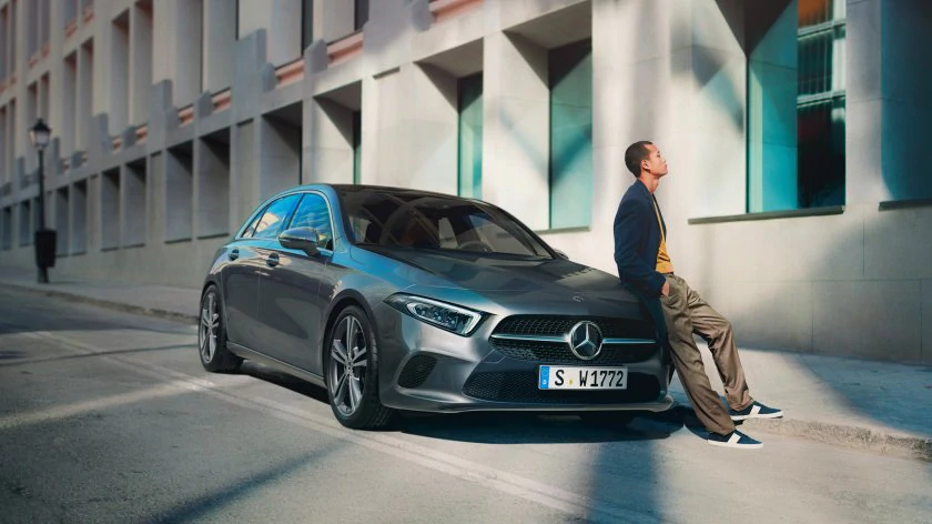 The image shows the A-class from the front at an angle.