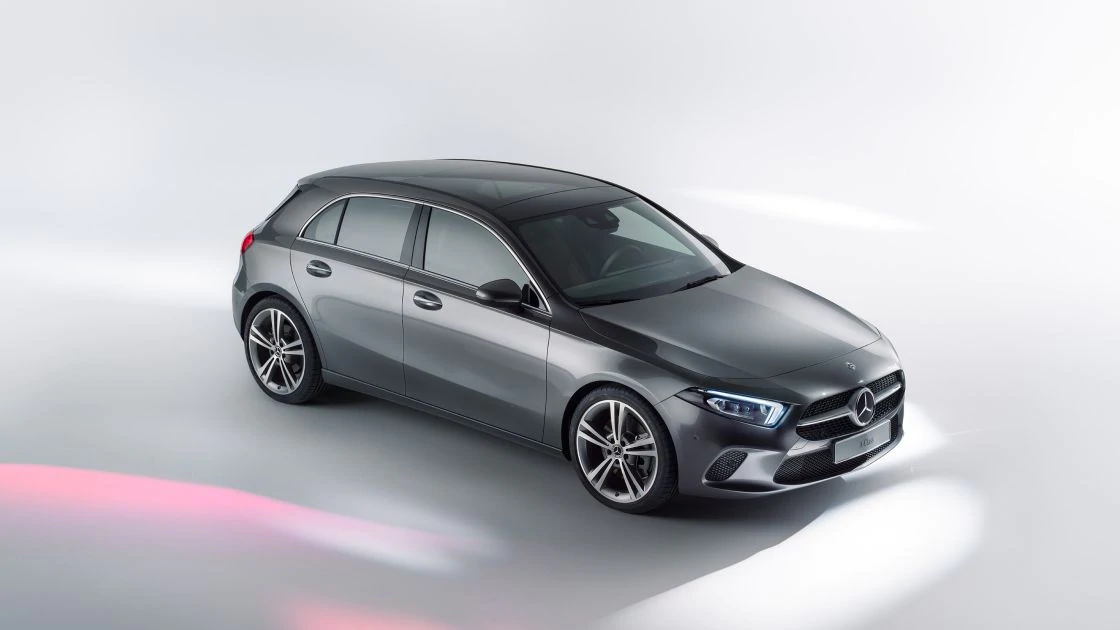 The image shows the front of the A-Class from the side.